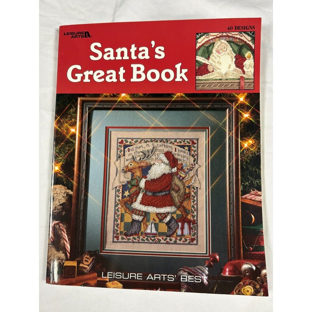 Leisure Arts Santa’s Great Book 40 Cross Stitch Patterns Christmas Vintage 1996